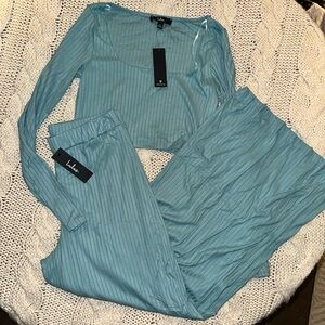Lulu's Blue Women's ribbed two piece set New M/L